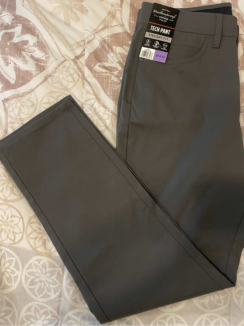 Weatherproof Gray Tech Straight-Fit Pants